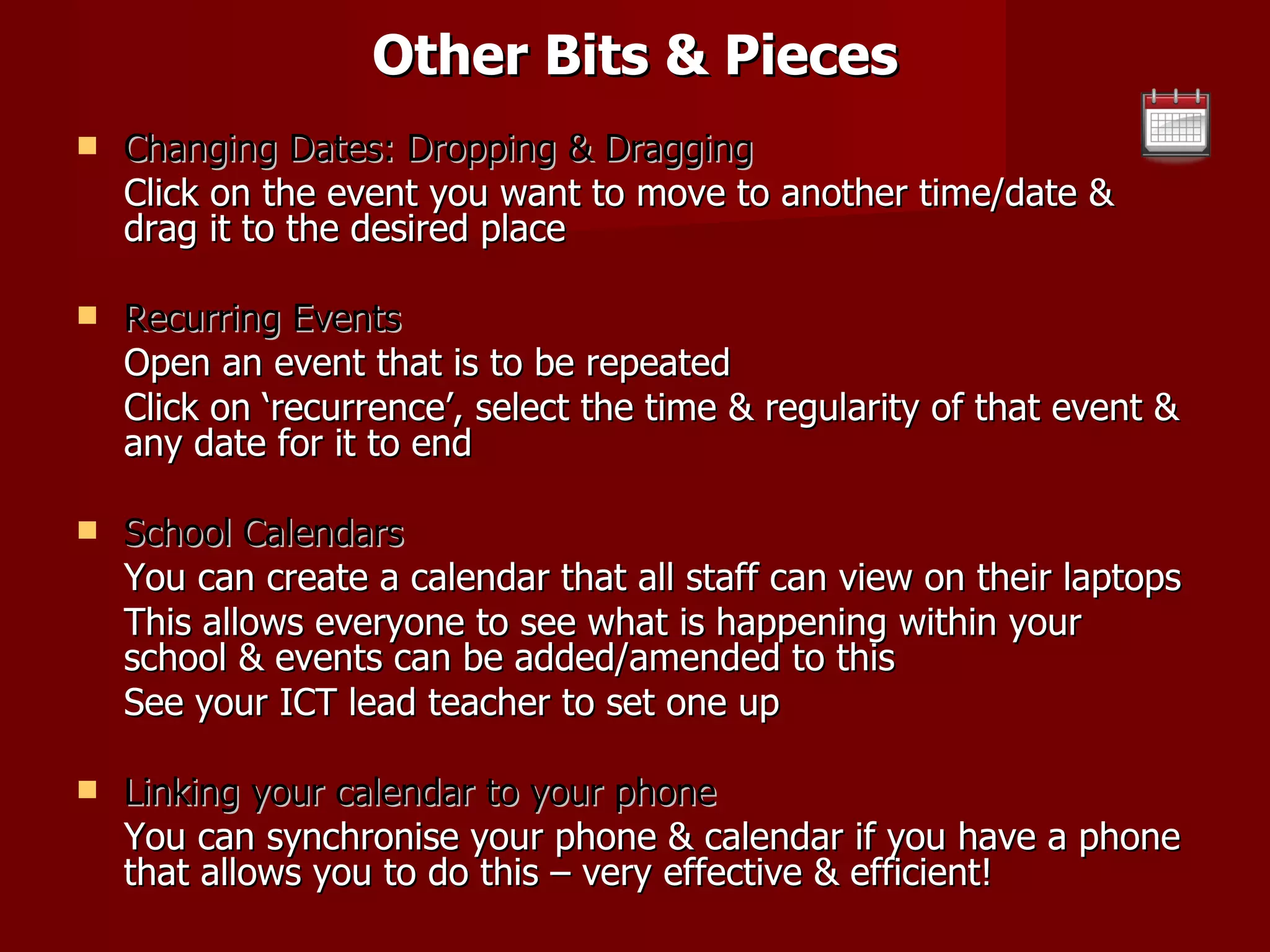 Outlook Calendars for Beginners PPT