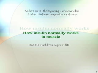 So, let’s start at the beginning – where we’d like
  to stop this disease progression - and study




   (and to a much lesser degree in fat)




                                                     6
 