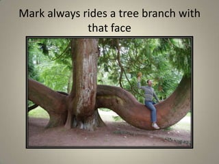 Mark always rides a tree branch with that face