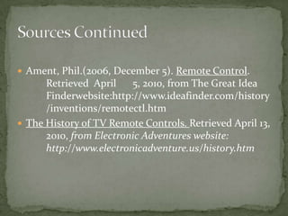 Remote Control History IR Remote Control | PPTX