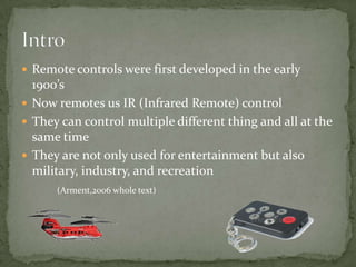 Remote Control History IR Remote Control | PPTX