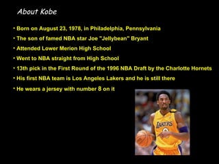 <ul><li>Born on August 23, 1978, in Philadelphia, Pennsylvania </li></ul><ul><li>The son of famed NBA star Joe &quot;Jelly...