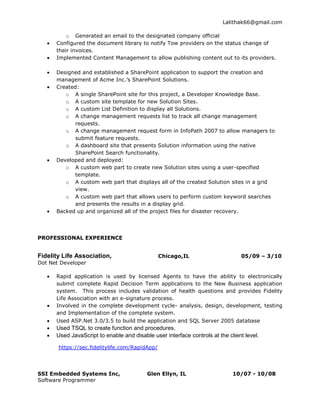 Created an intranet solution based on SharePoint Server 2007 that included the following functionality: Branding, Shared content, Shared Calendars (integrated with Outlook), editable newsletter, shared contact management lists, financial dashboards and customizable reports.