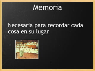 Memoria Necesaria para recordar cada cosa en su lugar 