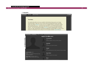   Les sites de streaming musical 
  Observatoire de la musique / octobre 2009                               96 



                                 7 ‐ Biographie




                                      8 ‐ Radio de l'artiste 




                                                                                 

 
 