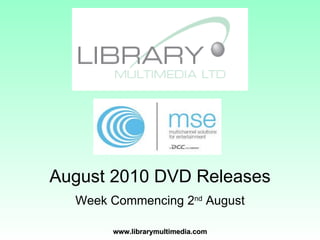 August 2010 DVD Releases Week Commencing 2 nd  August 