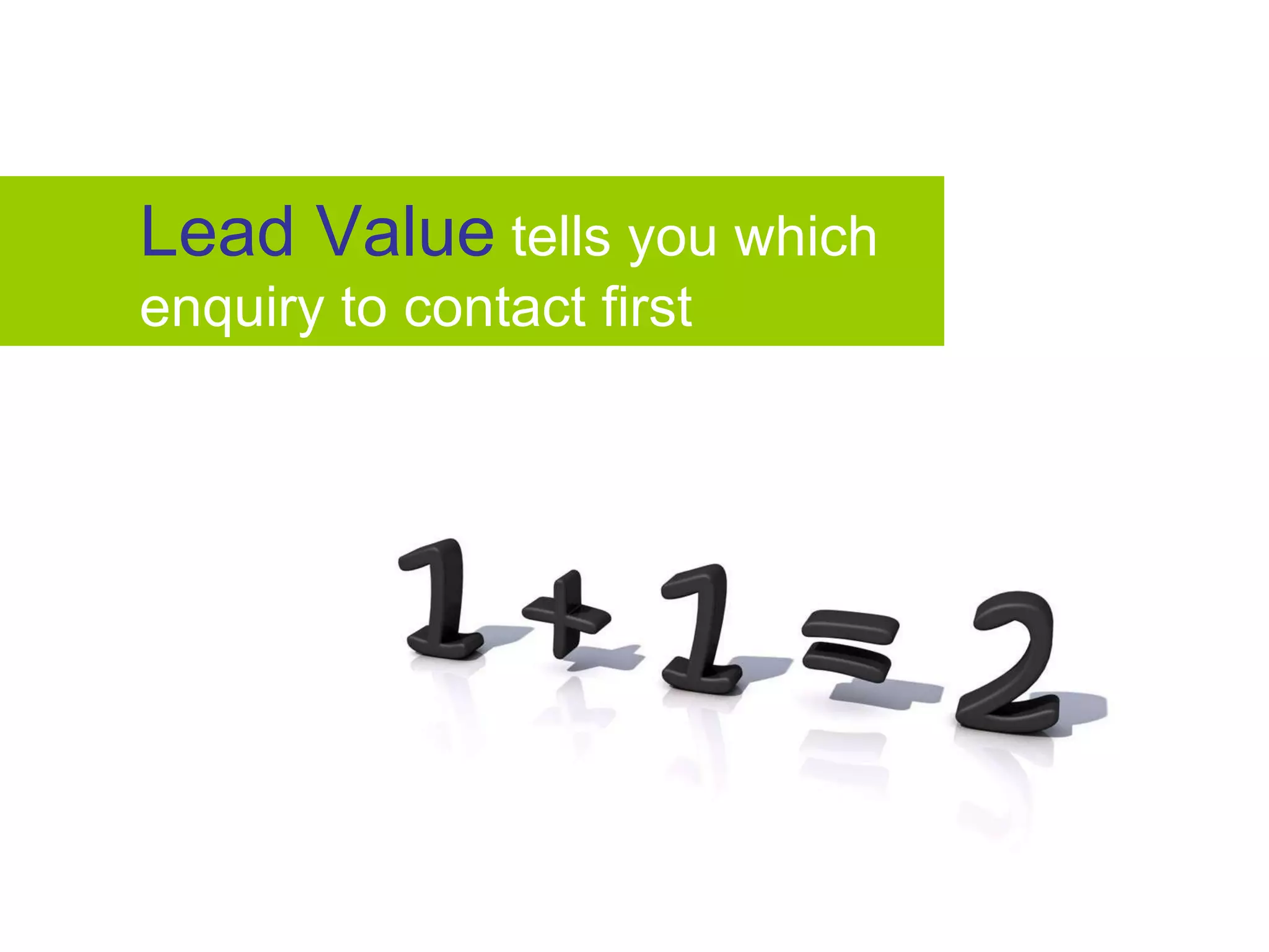 Lead Value tells you which enquiry to contact first
