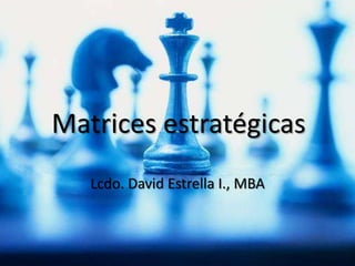 Matrices estratégicas,[object Object],Lcdo. David Estrella I., MBA,[object Object]