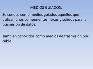 la resistencia de alambres depende de varios factores.MODOS DE TRASMISION.Antes de pasar al estudio de los medio físicos que se emplean normalmente en la trasmisión de señales portadores de la información, se comentaran brevemente las dos técnicas fundamentales que permites dicha trasmisión: Trasmisión de banda base ( Baseband ) y trasmisión en banda ancha ( Broadband ). La trasmisión de banda base consiste en entregar al medio de trasmisión la señal de datos directamente, sin que intervenga ningún proceso entre la generación de señal y sus entrega a la línea, como pudiera ser cualquier tipo de modulación.
