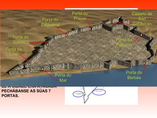 A MURALLA COMENZA NO CASTELO DE S. SEBASTIÁN, ONDE ANTERIORMENTE ESTABA A TORRE DO PENSO (símbolo do dominio que tiña o arzebispado de Santiago). CONSTABA DE 7 PORTAS TAL COMO INDICA A IMAXE: DA PORTA DA GAMBOA  saía o camiño cara a Redondela DA PORTA DO PRACER  o camiño para Porriño DA PORTA DA FALPERRA  o de Baiona. SE A CIDADE ERA ATACADA  PECHÁBANSE AS SÚAS 7 PORTAS.   