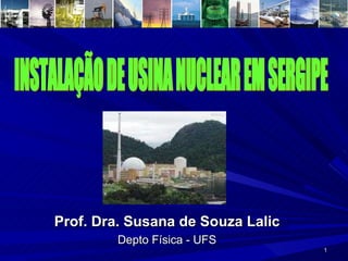 INSTALAÇÃO DE USINA NUCLEAR EM SERGIPE Prof. Dra. Susana de Souza Lalic Depto Física - UFS 
