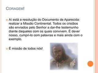 Vamos cantar!Missão de Todos nós – Zé Vicente	Foi Deus que me criou, me quis me consagroupara anunciar o seu amor.(bis)Eu sou como chuva em terra seca, pra saciar,fazer brotar eu vivo pa amar e pra servir! (bis)É missão de todos nós Deus chama, eu quero ouvir a sua voz! (bis)Eu sou como a flor por sobre o muro (bis)Eu tenho mel, sabor do céuEu vivo pra amar e pra servir. (bis)Eu sou como estrela em noite escura. (bis)Eu levo a luz sigo a Jesus.Eu vivo pra amar e pra servir! (bis)Eu sou, sou profeta da verdade. (bis)canto a justiça e a liberdade.Eu vivo para amar e pra servir! (bis)