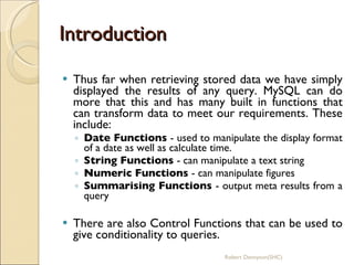 MySQL Built-In Functions | PPT | Programming Languages | Computing