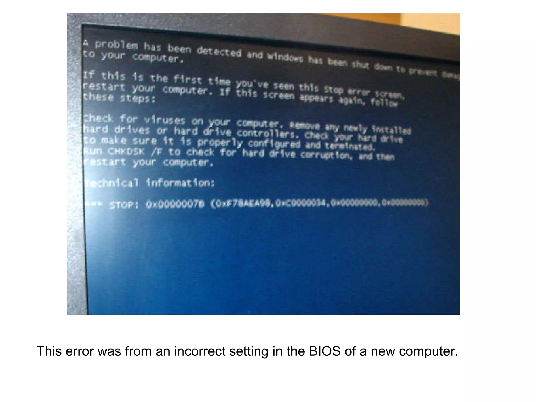 This error was from an incorrect setting in the BIOS of a new computer. 