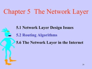 Chapter 5  The Network Layer 5.1 Network Layer Design Issues  5.2 Routing Algorithms 5.6 The Network Layer in the Internet  