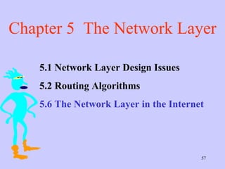 Chapter 5  The Network Layer 5.1 Network Layer Design Issues  5.2 Routing Algorithms 5.6 The Network Layer in the Internet  