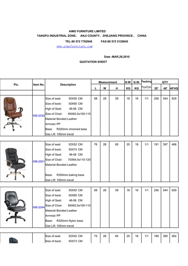 \Office Chairs Quotation From Aimo Furniture PDF