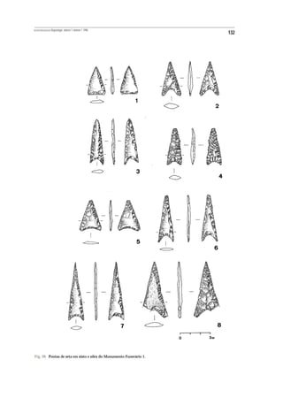 REVISTA PORTUGUESA DE Arqueologia .volume 1.número 1.1998
                                                                    132




Fig. 26 Pontas de seta em xisto e sílex do Monumento Funerário 1.
 