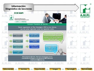Información:
  Diagnóstico de Secciones


                                                                                   PLAN 2010-2011




       53            53         53            53            53                53              53


                                                                                            53
Antecedentes       Servicios   Capacitación        Imagen        Tecnología          Normatividad
 