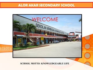 ALOR AKAR SECONDARY SCHOOL WELCOME SCHOOL MOTTO: KNOWLEDGEABLE LIFE 