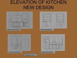 ELEVATION OF KITCHEN NEW DESIGN NORTH ELEVATION: SOUTH ELEVATION EAST ELEVATION: WEST ELEVATION: SCALE:1/4” =1’ 