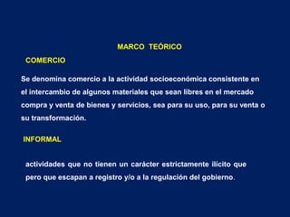 OBJETIVO GENERAL. Determinar la  condición de vida de los  comerciantes informales del sector la Condamine de la ciudad de  Riobamba en año 2009.OBJETIVO ESPECIFICO Saber la aspiración de mejoras en las  ventas de los comerciantes  informales.