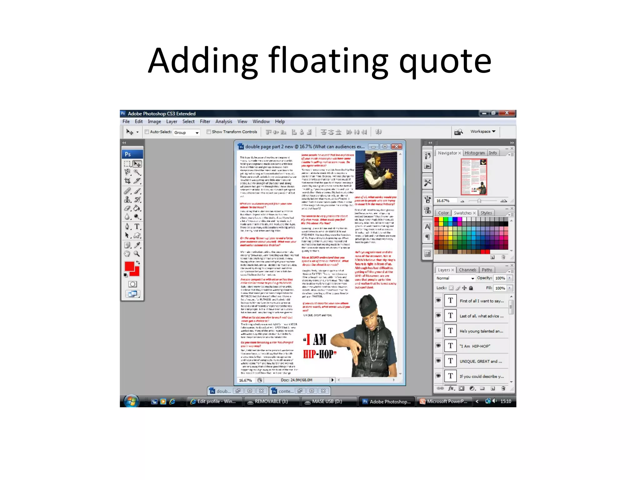 Adding floating quote