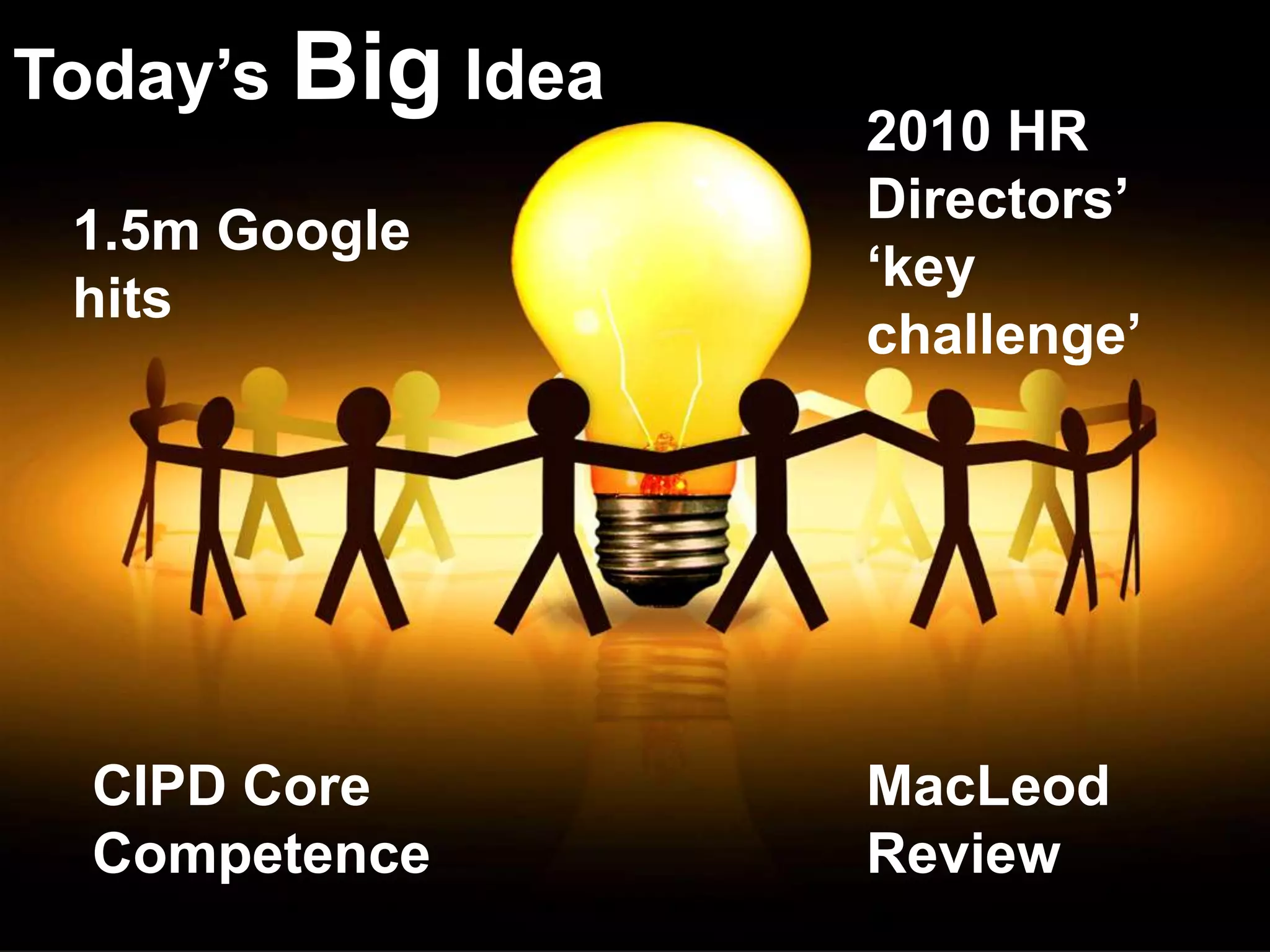 Today’s Big Idea 2010 HR Directors’ ‘key challenge’1.5m Google hitsCIPD Core CompetenceMacLeod Review