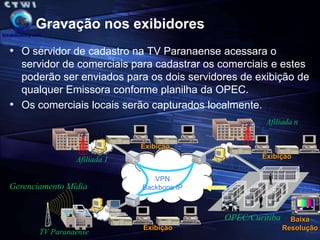 Captura Comerciais Central CastingA geração de comerciais da Globo (copião) será carregada em uma pasta no servidor de vídeo onde ficara disponível  por um ano (após uma semana será armazenada em uma fita AIT).