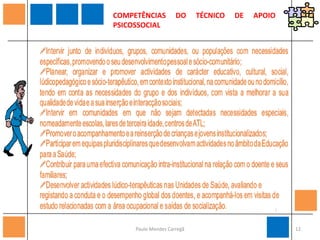 COMPETÊNCIAS DO TÉCNICO DE APOIO PSICOSSOCIAL12Paulo Mendes Carregã