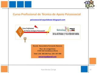 Psicossocial em Condeixa; vemos, ouvimos e lêmos.. Não venham dizer-me com frases adocicadas (não venham que os não oiço) que levo caminho errado, que tenho os caminhos cerrados à minha febre! Hei-de gritar, cair, sofrer — eu sei. Mas não quero ter outra lei, outro fado, outro viver. Não importa lá chegar... O que eu quero é ir em frente sem loas, ópios ou afagos dos lábios que mentem. É esta, não é outra, a minha crença. Raios vos partam, vós que duvidais, raios vos partam, cegos de nascença! Dia do Patrono              Fernando NamoraFernando Namora, in "Relevos"Paulo Mendes Carregã