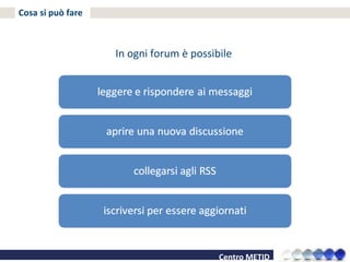 Cosa si può fare In ogni forum è possibile  