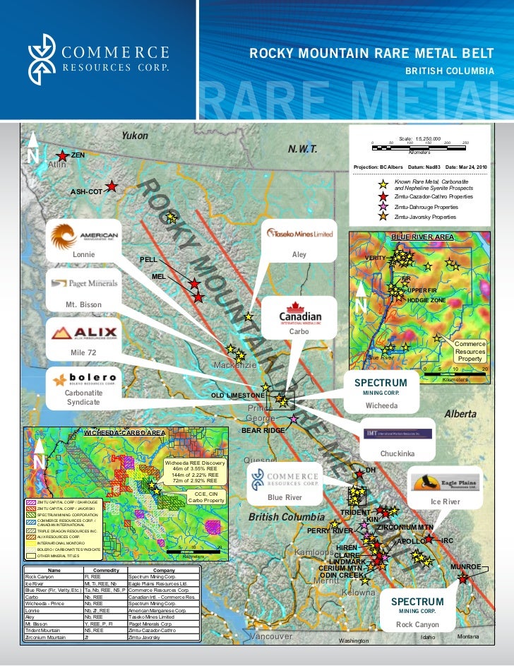 Map of Rare Earth & Rare Metals Projects in British Columbia