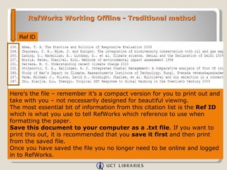 Ref Files RefWorks Working Offline | PPT