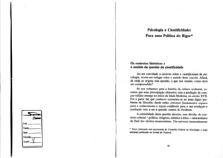 Psicologia e Cientificidade: Para uma Política do Rigor