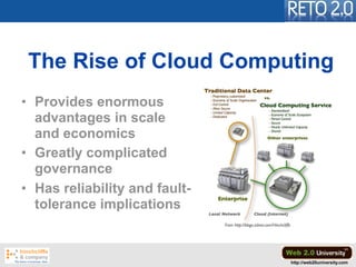 The Rise of Cloud Computing
• Provides enormous
  advantages in scale
  and economics
• Greatly complicated
  governance
•...