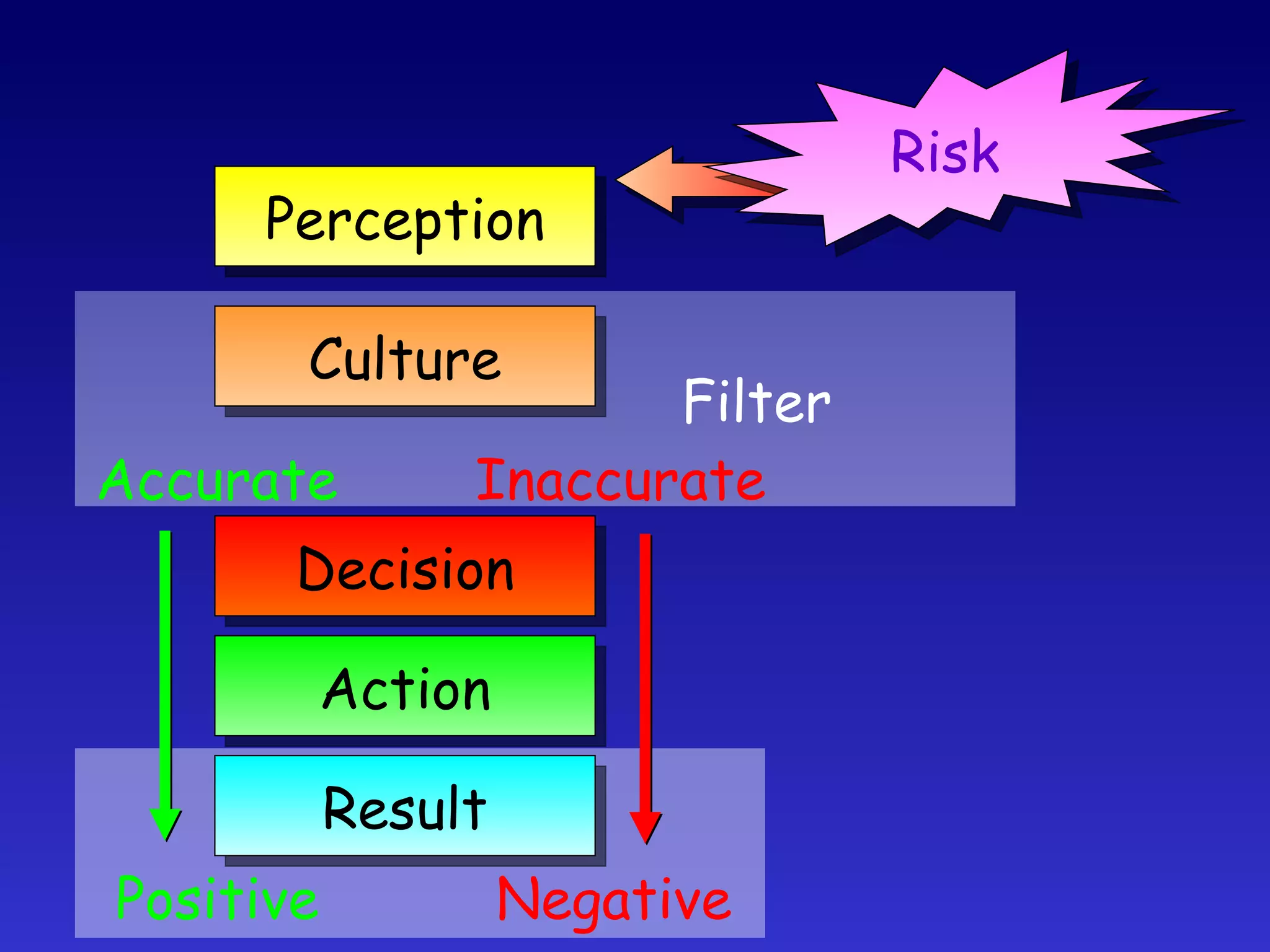 Filter Perception Culture Decision Action Result Positive Negative Risk Accurate Inaccurate 