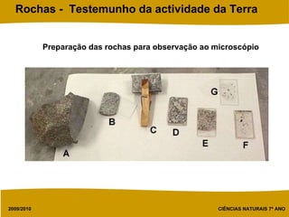 Preparação das rochas para observação ao microscópio   