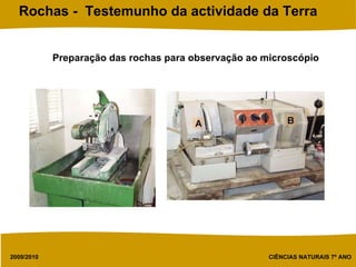 Preparação das rochas para observação ao microscópio   