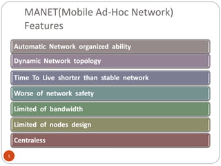 MANET(Mobile Ad-Hoc Network) Features 