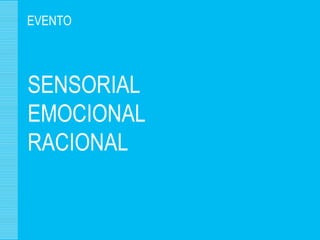 EVENTO




SENSORIAL
EMOCIONAL
RACIONAL
 