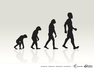 Evolution of HTML: monkey on
left becomes human in 4 stages
 