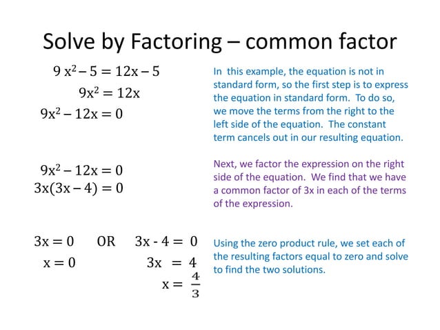 Solving Quadratic Equations by Factoring | PPTX