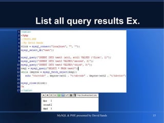 List all query results Ex. 