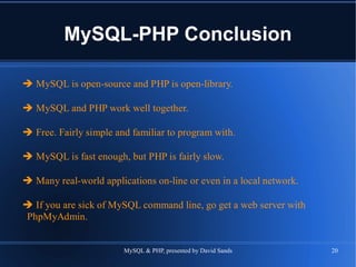 MySQL-PHP Conclusion 