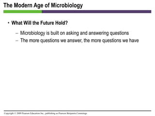 The Modern Age of Microbiology What Will the Future Hold?   Microbiology is built on asking and answering questions The more questions we answer, the more questions we have 