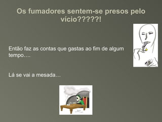 Os fumadores sentem-se presos pelo vício?????! Então faz as contas que gastas ao fim de algum tempo…. Lá se vai a mesada… 