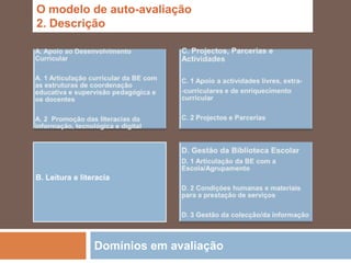 um modelo para o desenvolvimento de uma abordagem essencialmente qualitativa - orientada para a análise de processos e resultados - numa perspectiva formativa - permitindo identificar necessidades e fragilidades - visando a melhoria um instrumento para a melhoria da qualidade5
