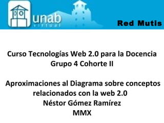 Red Mutis Curso Tecnologías Web 2.0 para la Docencia Grupo 4 Cohorte II Aproximaciones al Diagrama sobre conceptos relacionados con la web 2.0   Néstor Gómez Ramírez MMX 