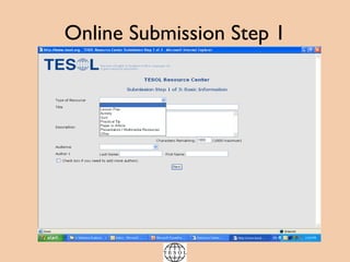 Online Submission Step 1 